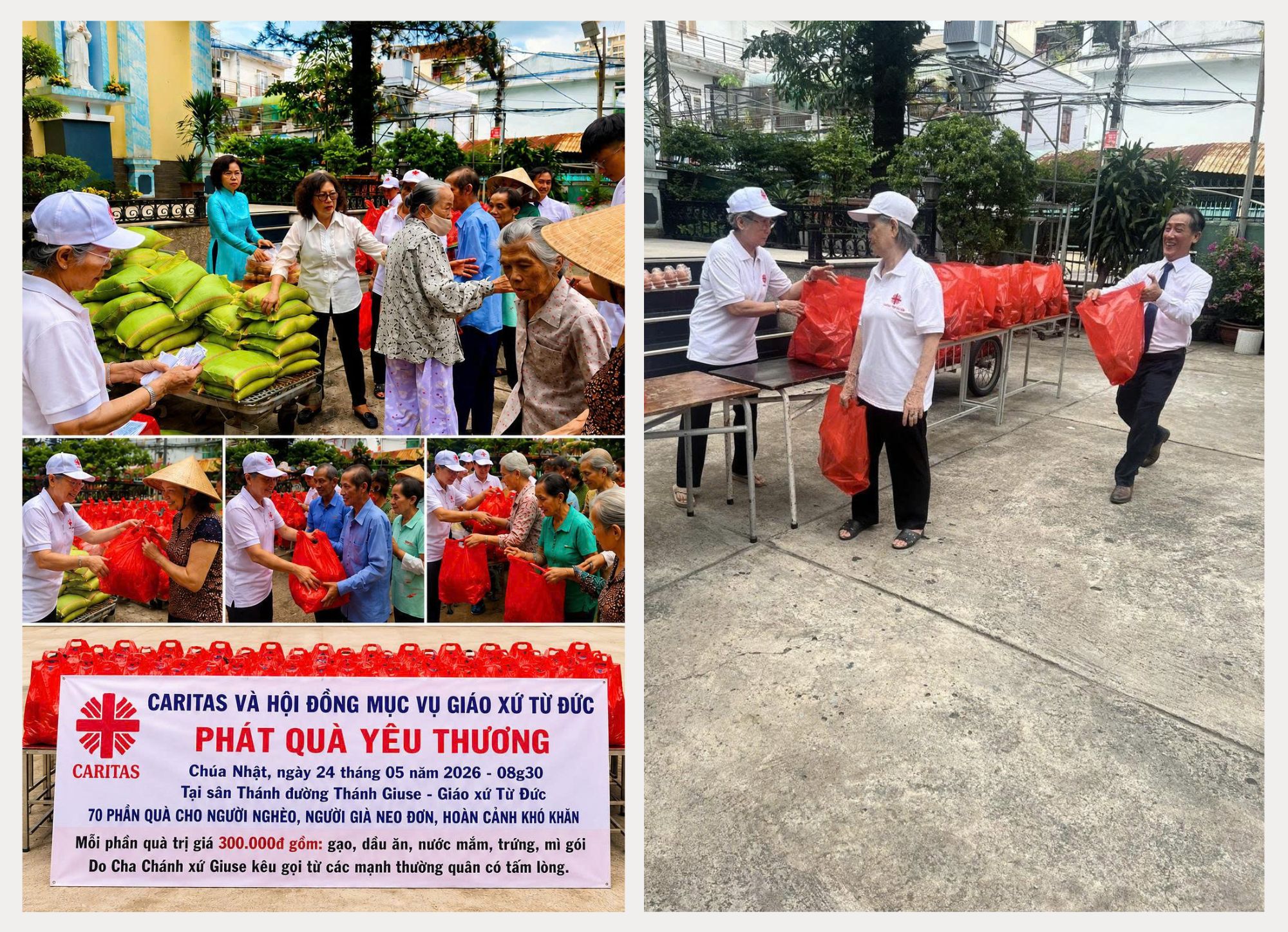 CARITAS VÀ HỘI ĐỒNG MỤC VỤ GIÁO XỨ TỪ ĐỨC CHIA SẺ QUÀ YÊU THƯƠNG ĐẾN NGƯỜI NGHÈO